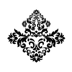 Damask white and black ornament.Traditional pattern.Decorative element eastern tracery.Floral ,victorian,baroque,Indian design. Texture for arabic wallpapers.