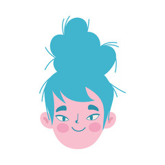 young woman face cartoon character female icon isolated design