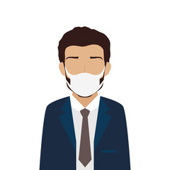 businessman using face mask isolated icon vector illustration design