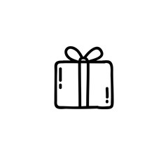 gift box doodle icon, vector illustration