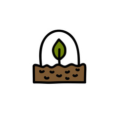 greenhouse doodle color icon, vector illustration
