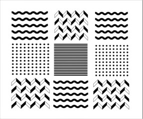 vector illustration of a set of abstract geometric patterns on a white background