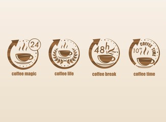 Coffee time symbols set