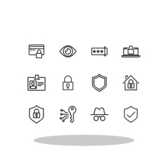 Security icon set in flat style. Secured symbols for your web site design, logo, app, UI Vector EPS 10.