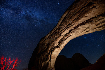 Milky way of The North Window at Arches National Park.