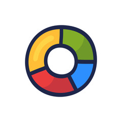 Simple doodle of a pie chart. Cartoon hand draw vector illustration element.