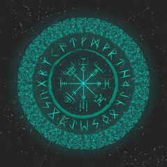 Green runic magic symbols wallpaper