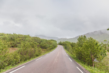 Summer travel in beautiful Norway. Travel weekend, vacation. Scandinavian countries, selective focus