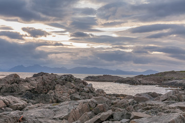 Impressive summer view of fjord in Norway. Colorful morning scene in Norway. Beauty of nature concept background.