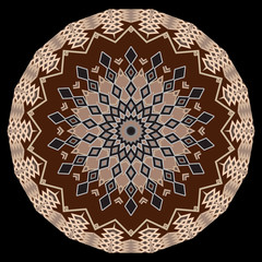 Zigzag vector round mandala pattern. Geometric abstract ornamental background. Creative modern design. Geometry zig zag lines, rhombus, shapes, elements. Ornate ethnic tribal style chevron ornaments