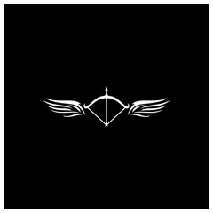 arrow with wing. arrow symbol on black background