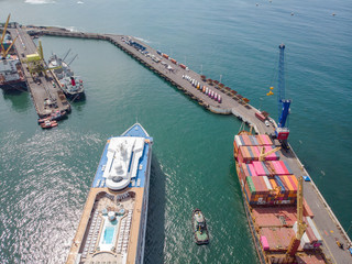 Cruise ship entering port of Acajutla, El Salvador, Central America