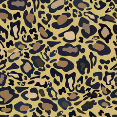 Vector Seamless pattern of leopard skin on yellow pastel background, Leopard print background with modern style, illustration Wild Animals pattern for textile, wall paper and wrapping gift