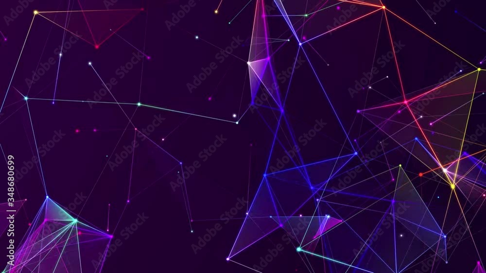 Aufkleber Abstract digital connection moving dots and lines. Technology background. Network connection structure. 3d. Seamless loop. 4K