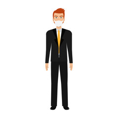 Fototapeta premium businessman using face mask isolated icon vector illustration design