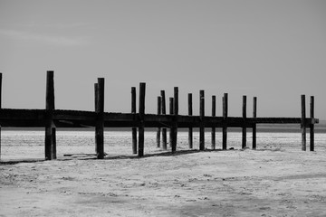 Fototapeta premium Landing stage at a dry lake