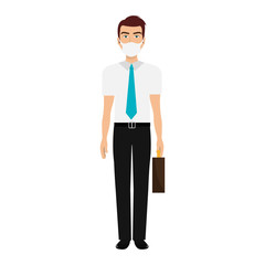 businessman using face mask isolated icon vector illustration design