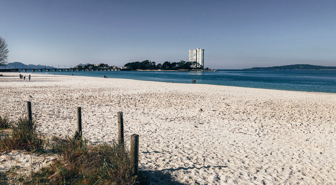 Vigo, Spain - January 25: View of Vao beach.