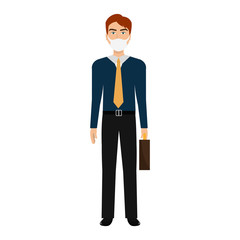 businessman using face mask isolated icon vector illustration design