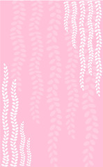 White strings of pearls plant print on pink background vertical banner