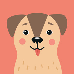 Cute Cartoon Dog Portrait Vector Illustration