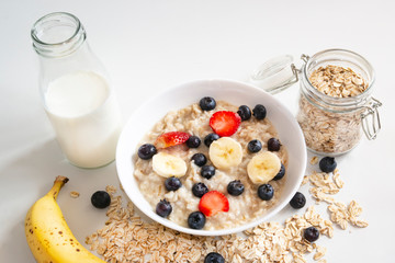 oatmeal with fruit and scattered cereal