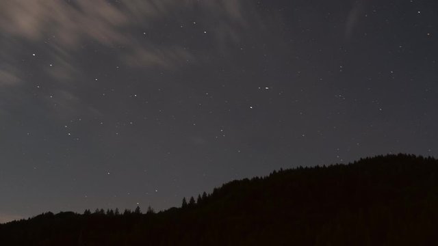 Time lapse of a starry sky on August 20, 2019, at Muina, a fraction of Ovaro.