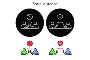 Fototapeta premium Social distance icon, keep a safe distance
