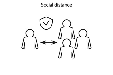 Social distance icon, keep a safe distance