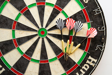 darts are on the darts board. game and competition concept.