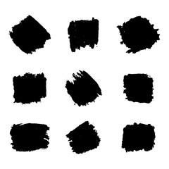 set of black brush strokes. hand drawn isolated on white background. vector illustration.