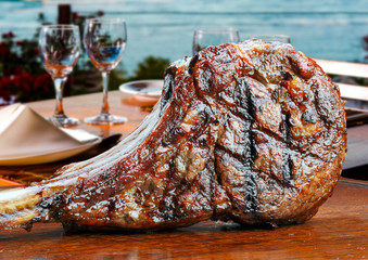 freshly grilled Tomahawk steaks