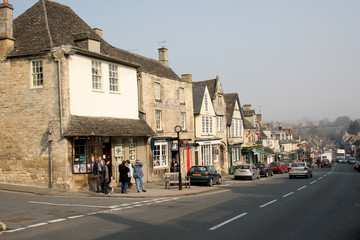 Views of Burford High Street in Oxfordshire, UK