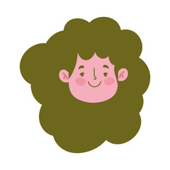 smiling girl face character cartoon isolated design icon