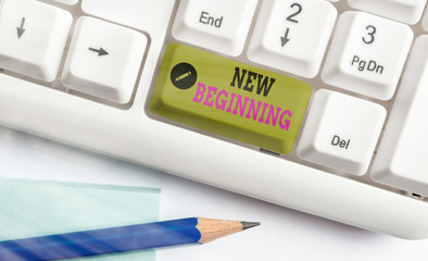Conceptual hand writing showing New Beginning. Concept meaning Different Career or endeavor...