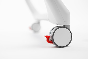 high chair plastic wheel with brake, close-up view