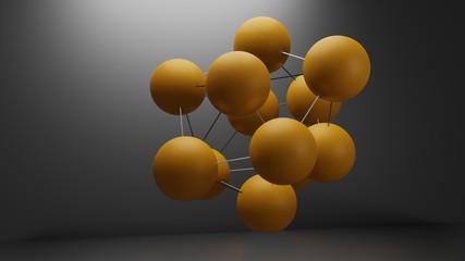 3D Illustration of an atom, color balls, a chemical element.