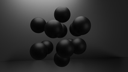 Black balloons background. 3D illustration wallpaper