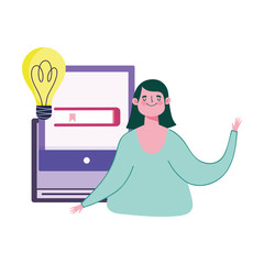 online education, student video talking lesson computer virtual