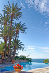 View of the pool and the Mediterranean Sea - Italy