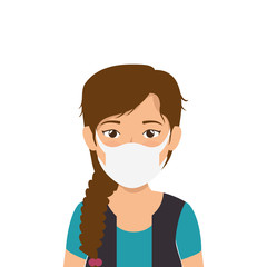 young woman using face mask isolated icon vector illustration design