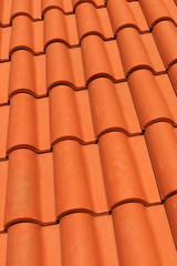 new red roof tiles closeup