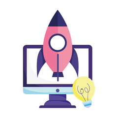 online education, computer rocket idea creativity study digital