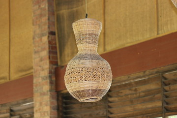 Ornament hanging on the ceiling made of wicker with beautiful colors