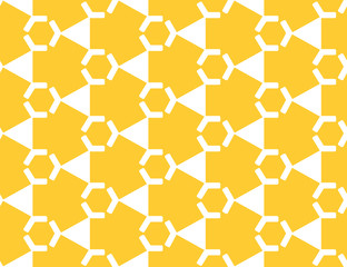 Seamless geometric pattern, texture or background vector in yellow, white colors.