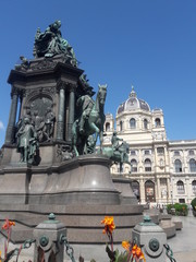 Fototapeta na wymiar Vienna Austria classic architecture and monument statue 2017