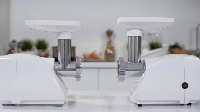 Electric mincer machines for minced meat per minute, make sausages, mashed berries, squeeze juice and chop vegetables. Meat mincer of increased power is reliable assistant in kitchen.