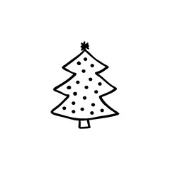 christmas tree doodle icon