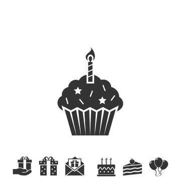 birthday cupcake icon vector illustration design