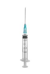 Empty syringe stands upright